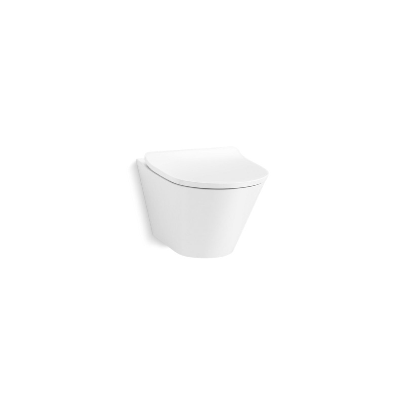 KOHLER K-21748-0 Brazn Wall-Hung Round-Front Toilet, Dual-Flush - White