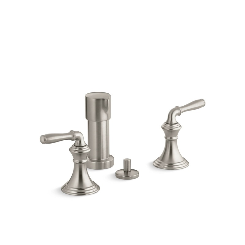 KOHLER K-412-4-BN Devonshire Vertical Spray Bidet Faucet With Lever Handles In Vibrant Brushed Nickel