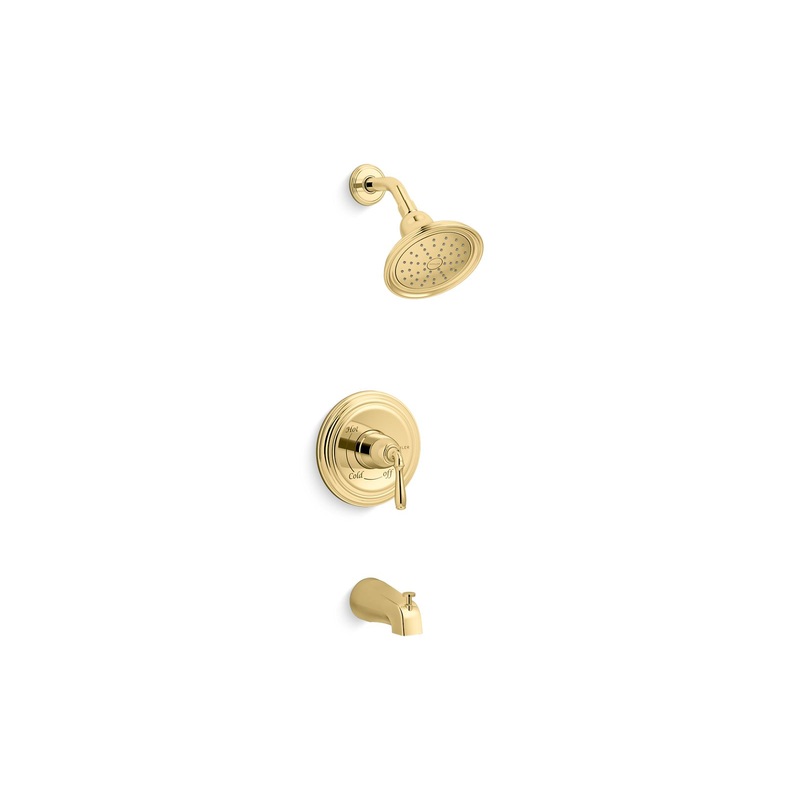 KOHLER K-TS395-4SG-PB Devonshire Rite-Temp Bath And Shower Trim Kit, 1.75 Gpm, Slip-Fit Spout In Vibrant Polished Brass