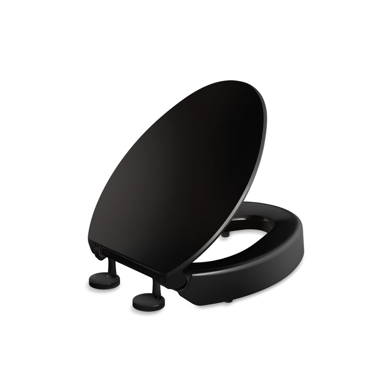 KOHLER K-25875-7 Elevated Quiet-Close elongated toilet seat  -  Black Black