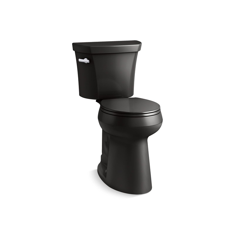 KOHLER K-35717-7 Tall two-piece round-front toilet, 1.6 gpf  -  Black Black